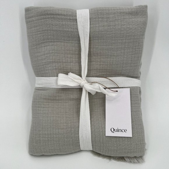 Quince Bedding Quince Organic Cotton Airy Gauze Throw Blanket Fog